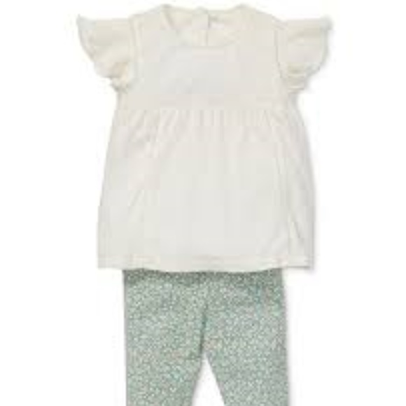 Ralph Lauren Infant Short Sleeve Lace Top Floral Leggings Set Boho NWT $60 - Picture 1 of 5